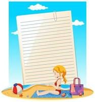 Blank paper note template summer theme vector