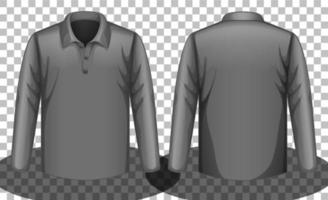 Gray long sleeves polo shirt front and back side vector