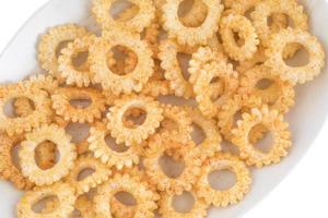 A plate of round ring snacks photo