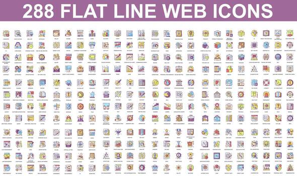 Bundle of flat line icons of different concepts vector
