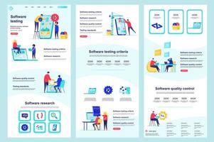 prueba de software página de inicio plana vector