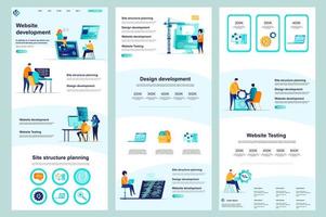 página de inicio plana de desarrollo de sitios web vector