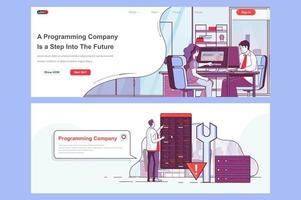 Programming company landing pages set vector