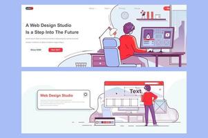 Web design studio landing pages set vector