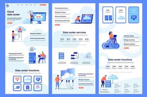 Cloud data center flat landing page vector