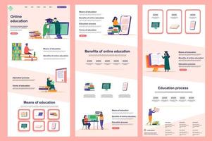 página de inicio plana de educación a distancia vector