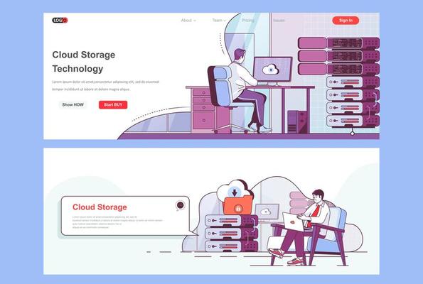 Cloud storage landing pages set