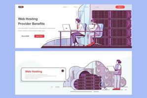 Web hosting provider landing pages set vector