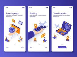 Travel vacation isometric GUI design kit vector