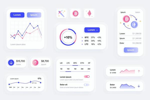 GUI elements for cryptocurrency mobile app
