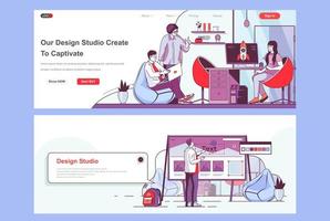 Design studio landing pages set vector
