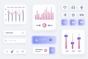 GUI elements for music player mobile app vector