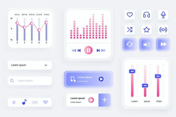 GUI elements for music player mobile app