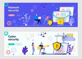 Cyber security landing page with people characters vector