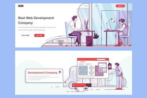 Web development company landing pages set vector