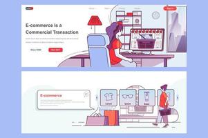 E-commerce landing pages set vector