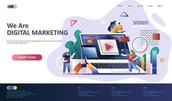 Digital marketing flat landing page template vector