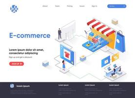 E-commerce isometric landing page design vector