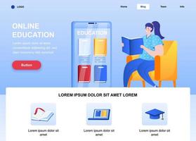 Online education flat landing page vector