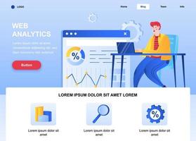 Web analytics flat landing page vector