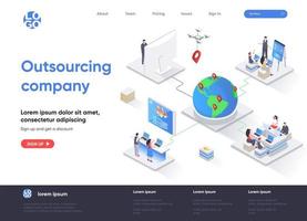 Outsourcing company isometric landing page