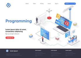 Programming isometric landing page vector