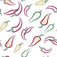 Abstract contours of chili peppers pattern vector