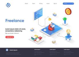 Freelance isometric landing page vector