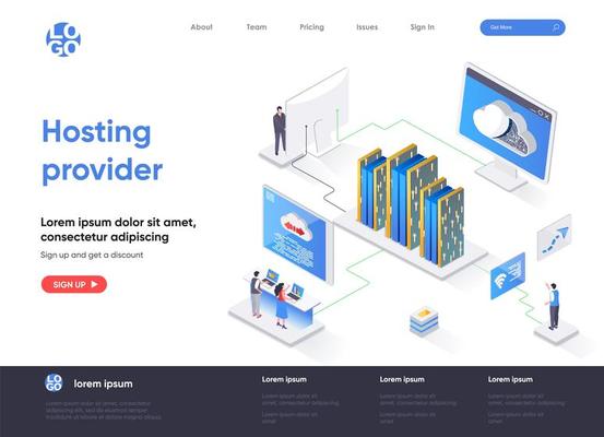 Hosting provider isometric landing page
