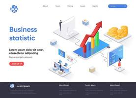 Business statistic isometric landing page vector