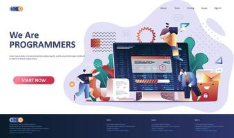 Programming software flat landing page template vector