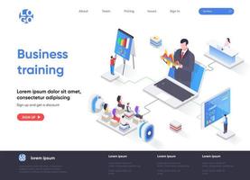 Business training isometric landing page vector