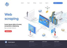 Web scraping isometric landing page vector