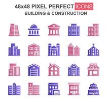 Building and construction glyph icon set vector