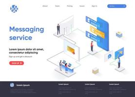 Messaging service isometric landing page vector