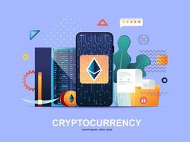 Cryptocurrency flat concept with gradients vector