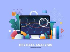 Big data analysis flat concept with gradients vector