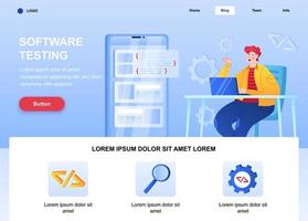 Software testing flat landing page vector