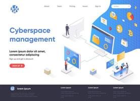 Cyberspace management isometric landing page vector