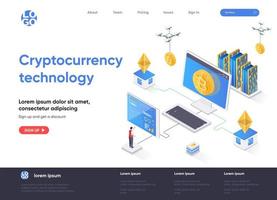 Cryptocurrency technology isometric landing page vector