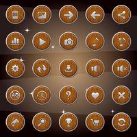 Wooden buttons and symbol icons with silver frame vector