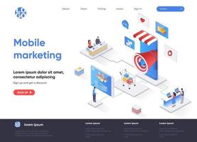 Mobile marketing agency isometric landing page vector