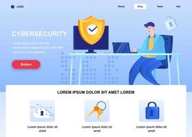 Cyber security flat landing page vector