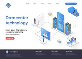 Data center technology isometric landing page vector