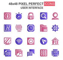 User interface glyph icon set vector