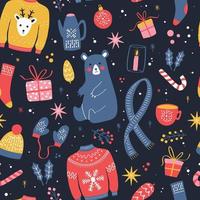 Seamless pattern with New Year and Christmas elements vector