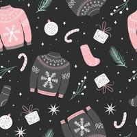 Christmas seamless pattern with ugly sweaters vector