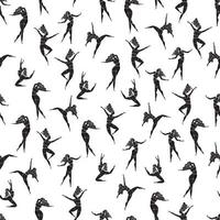 Seamless pattern with dancing girl poses. vector