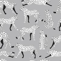 Seamless pattern with big cat white cheetahs vector