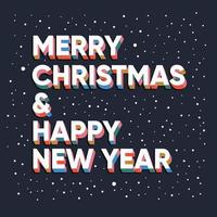 feliz navidad y próspero año nuevo texto letras vector
